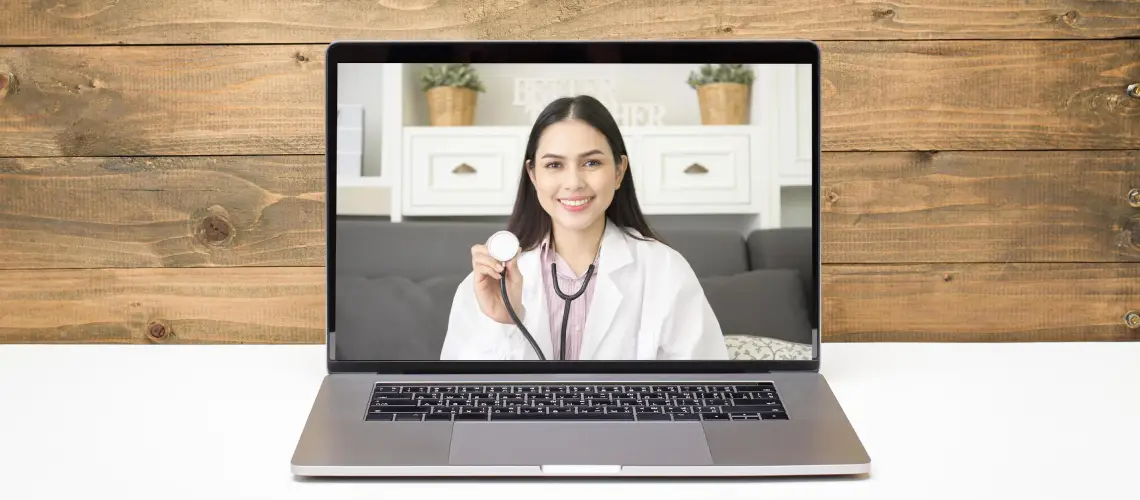 Australian woman on a video consultation with a doctor